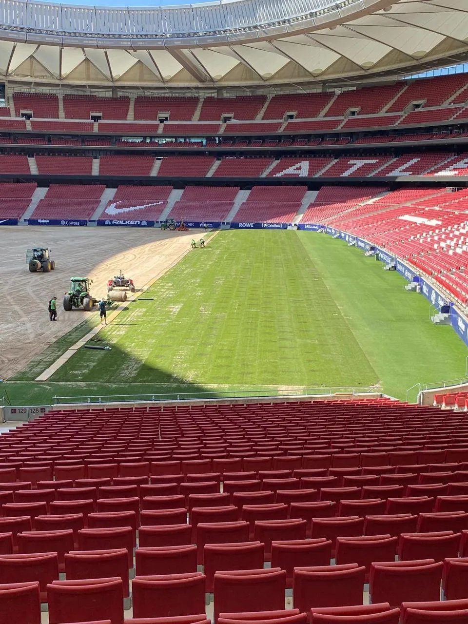 Pitch being relaid at the Metropolitano stadium in Madrid — industry reference image