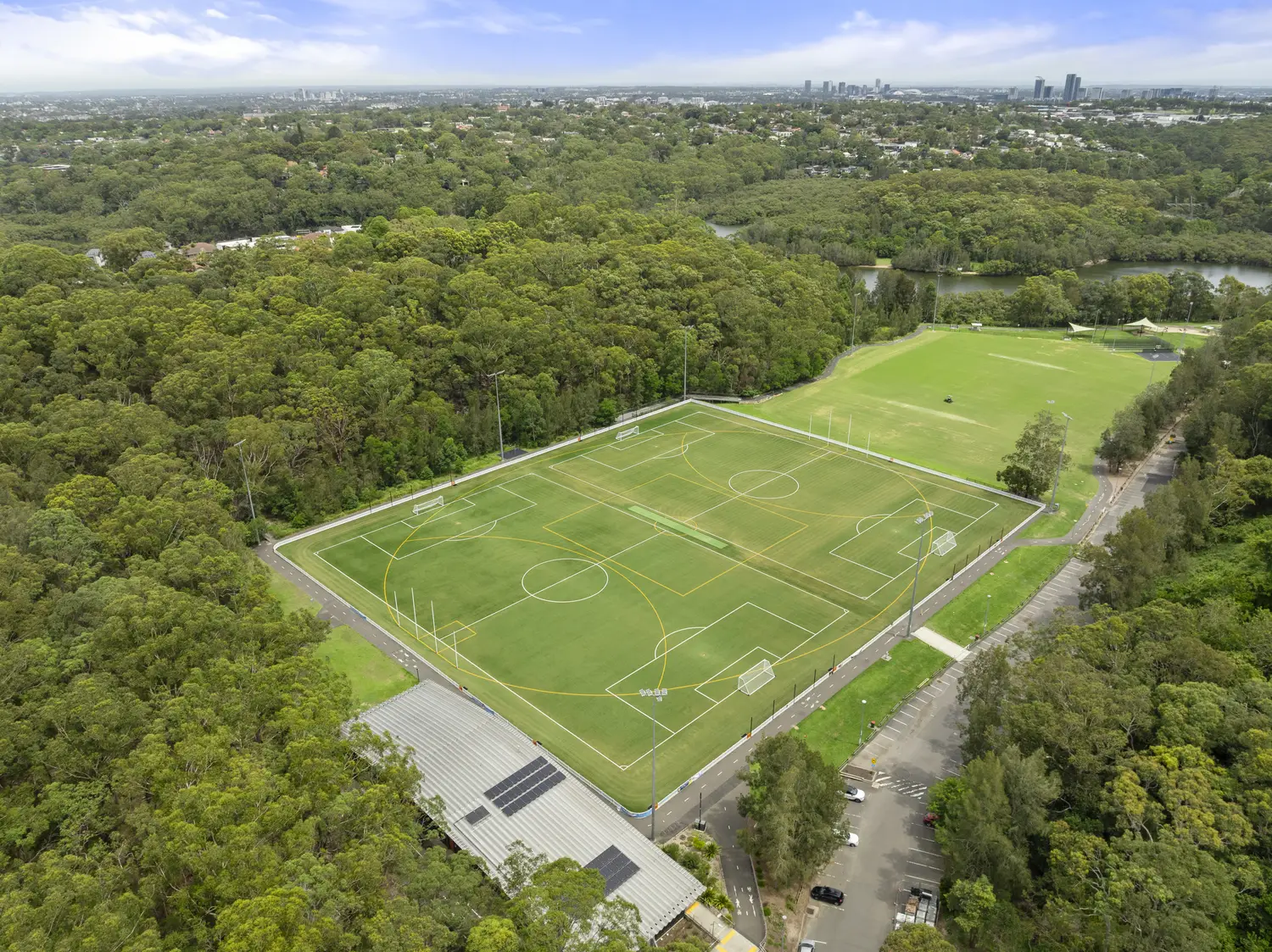 Aerial view of Blackman Park synthetic sports field by JL Turf Group